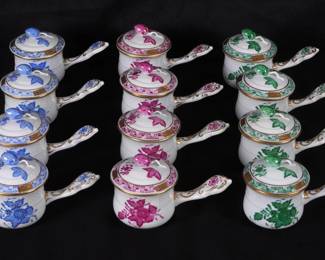 Lot 226a: Twelve Herend Porcelain Chinese Bouquet Pots de Creme