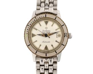 Lot 182: Vintage Zodiac Sea Wolf Stainless Wrist Watch