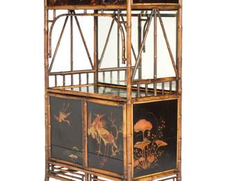 Lot 71: Aesthetic Bamboo Chinoiserie Etagere Cabinet