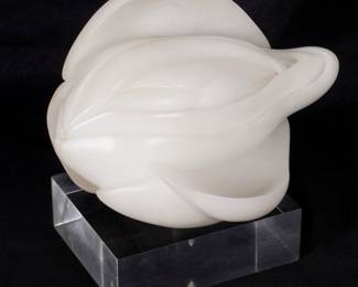 Lot 320: Modernist Carved Alabaster Erotic Flower Sculpture