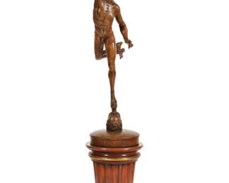 Lot 65: after Giambologna Carved Wood Flying Mercury