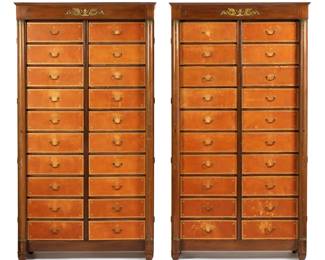 Lot 25: Pair 20th C French 20 Drawer Lockside Cartonnier