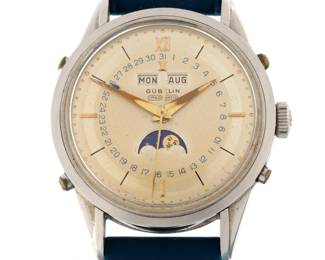 Lot 152: Gubelin Ipsomatic Moon Phase Stainless Wrist Watch