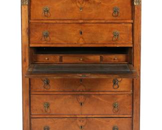 Lot 23: French Marble Top Secretaire Abbatant