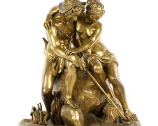 Lot 343: Paul Gayrard Daphnis & Chloe Asp Gilt Bronze