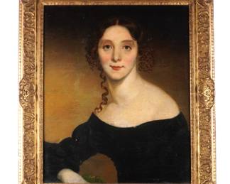 Lot 165: 19th C Portrait of an Elegant Women