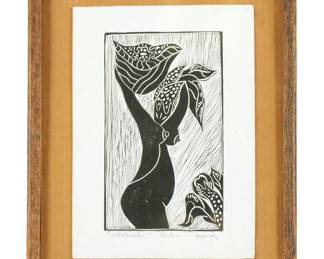 Lot 391: Manuel Diaz Rosario "Ofrenda" Woodblock Print
