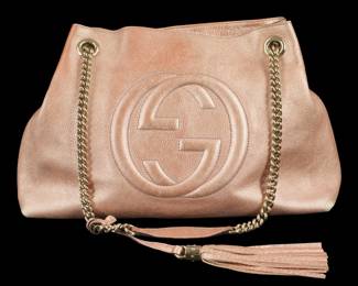 Lot 351: Gucci Soho Metallic Rose Leather Chain Shoulder Bag