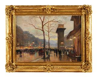 Lot 46: Henry Malfroy Parisian Street Scene Painting