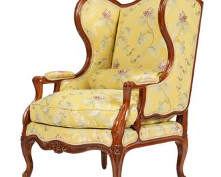 Lot 154: French Louis XVI Style Carved Bergere Arm Chair