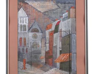Lot 319: Doris Marie Leeper European Town Scene Gouache