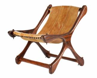 Lot 78: Don Shoemaker Cocobolo Leather Sloucher Chair