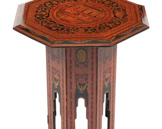 Lot 180: Burmese Polychrome Lacquered Occasional Table