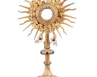 Lot 169a: Spanish Colonial Decorated Gilt Brass Monstrance
