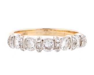Lot 284: 14k Yellow Gold and Multi Diamond Band Ring