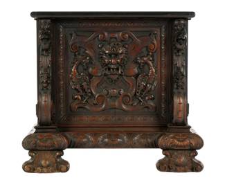 Lot 128: Tiffany Gothic Revival Carved Tall Case Clock Base
