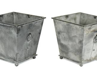 Lot 132a: Pair Painted Metal Square Garden Planters