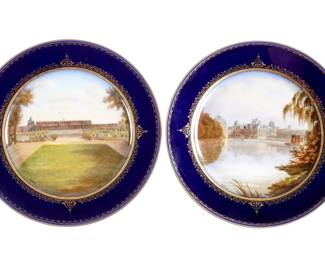 Lot 349: Pair Sevres French Chateau Landscape Plates