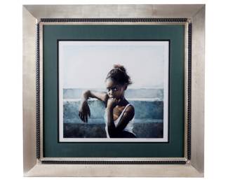 Lot 373: Stephen Scott Young Portrait of Black Girl Lithograph