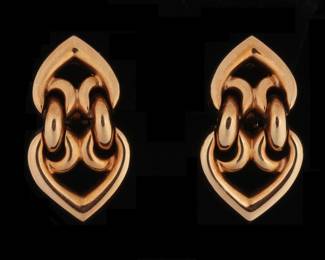 Lot 83: Pair 18k Italian Yellow Gold Dangle Earrings