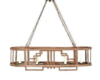 Lot 62: French Art Deco Wrought Iron Six Light Chandelier