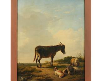 Lot 210: attr. Eugene Verboeckhoven Donkey & Lamb Painting