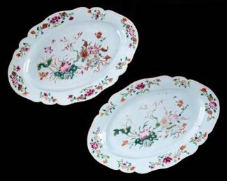 Lot 395: Two Chinese Famille Rose Porcelain Platters