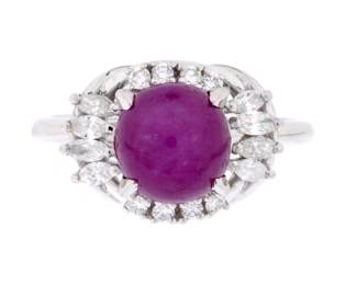 Lot 281a: Platinum Ruby and Diamond Ring