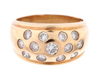 Lot 286: 14k Gold & Diamond Men's Cigar Band Ring
