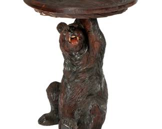 Lot 102: Black Forest Carved Bear Occasional Table