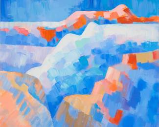 2134
Erle Loran
(1905-1999)
Modernist landscape, 1987
Oil on canvas
Signed and dated lower right: Loran '87; signed again on the stretcher; with the artist's estate stamp verso
52" H x 60" W
Estimate: $1,500 - $2,500