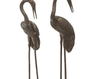 2265
Two bronze bird figure garden ornaments
Late 20th/early 21st century
2 pieces
Taller: 37.75" H x 11.75" W x 11" D; Shorter: 35.75" H x 10.75" W x 10" D
Estimate: $400 - $600