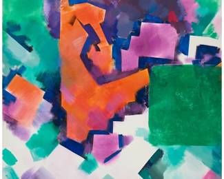 2137
Erle Loran
(1905-1999)
Abstract composition in oranges and greens, 1985
Oil on canvas
Signed and dated lower right: Loran '85
52" H x 60" W
Estimate: $1,500 - $2,500
