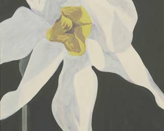 2076
Deanna Forbes
(b. 1940)
"Narcissus III," 1971
Oil on canvas
Signed twice, dated, and numbered "III," all verso: D. Strong Forbes / Deanna M Forbes / 3-71; with an alternative title, "Narcissus I," on a gallery label, mounted to a small wooden plaque, affixed to the stretcher bar
32" H x 28" W
Estimate: $800 - $1,200