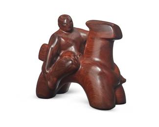 2116
Lee Carroll Barnes
(1906 -1997)
Horse and Rider, 1948
Carved cocobolo wood
With incised signature and date: Carroll Barnes / 48
16.25" H x 18" W x 10.5" D
Estimate: $600 - $900