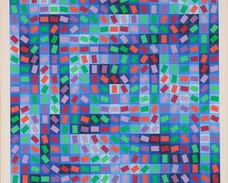 2047
Victor Vasarely
(1906-1997)
"Rhythm," circa 1970
Screenprint in colors on paper
Edition: 93/250
Signed and numbered in pencil in the lower margin: Vasarely
Image: 24.375" H x 24.375" W; Sight: 26.25" H x 26.75" W
Estimate: $500 - $700