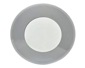2159
A Modern circular mirror
Late 20th/early 21st century
The mirror with outer smoky glass and clear center
42.25" Dia. x 1.5" D
Estimate: $300 - $500
