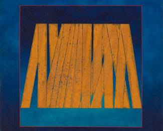 2174
Richard Carter
(b. 1946)
"Zenith Reflect," 1978
Acrylic and masking tape on canvas
Signed and dated twice, and titled, all on the verso: Carter '78 / Dick Carter 2/78
18" H x 18" W
Estimate: $300 - $500