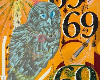 2046
Lari Pittman
(b. 1952)
"Existential and Needy," 1991
Lithograph in colors on wove paper
Edition: 38/40
Signed, dated, and numbered in white pencil in the lower right and left corners, respectively: Lari Pittman 1991
Image/Sheet: 49" H x 38" W
Estimate: $500 - $700