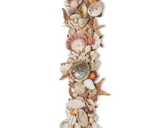 2201
A Contemporary seashell-encrusted wall panel
Late 20th century
Mounted with various seashells and starfish
47" H x 14" W x 8.5" D
Estimate: $300 - $500