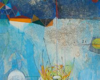 2200
Mario Armond Zamparelli
(1921-2012)
Untitled abstract, 1988
Mixed media on paper
Initialed and dated in pencil lower right: Z 88
Sight: 10" H x 8.5" W
Estimate: $400 - $600