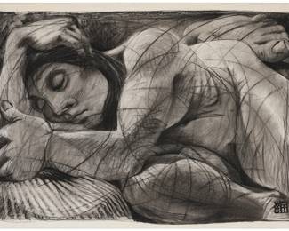 2083
Wayne Forte
(b. 1950)
"Sonhadora I," 1989
Charcoal on thick wove paper
Signed and dated in a stylized manner in the lower right corner: W Forte 89; titled on gallery materials that accompanying the lot
Sheet: 50" H x 69" W
Estimate: $1,000 - $2,000