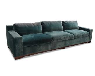 2025
A large Contemporary upholstered sofa
Early 21st century
The wood frame with faux mohair upholstery
37.5" H x 122" W x 44" D
Estimate: $1,200 - $1,800
