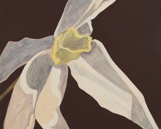 2078
Deanna Forbes
(b. 1940)
"Narcissus II," 1971
Oil on canvas
Signed twice, dated, and numbered "II," all verso: D. Strong Forbes / Deanna M Forbes / 3-71; titled by repute
32" H x 28" W
Estimate: $800 - $1,200
