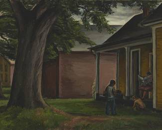2122
Eleanor De Ghize
(1896-1981)
"Sunday Morning"
Oil on canvas
Signed and titled in pencil on the canvas overlap: Eleanor de Ghize
22.5" H x 30.75" W
Estimate: $2,000 - $3,000