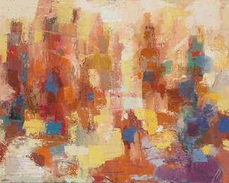 2132
James Penney
(1910-1982)
"Beach - Hot Intense Sunlight," 1959-60
Oil on canvas
Signed faintly in pencil, lower right: James Penny; signed again (twice), and titled and dated, all on the stretcher; with an alternate title, "Beach in Sunlight," on a gallery label affixed to the stretcher
30" x 48"
Estimate: $1,000 - $1,500