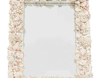 2204
A Contemporary seashell-encrusted mirror
Late 20th century
Mounted with various seashells and corals
40.5" H x 32" W x 5.5" D
Estimate: $400 - $600