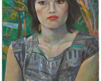 2197
Mario Armond Zamparelli
(1921-2012)
Portrait of a woman
Oil on canvas
Unsigned; estate stamped verso
20" H x 15" W
Estimate: $600 - $900