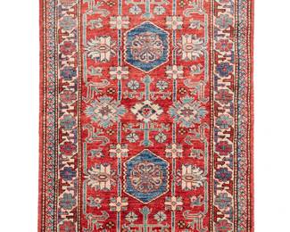 2255
A Kazak rug
Late 20th/early 21st century
Wool on cotton foundation
4' 0.25" L x 2' 7.5" W
Estimate: $400 - $600
