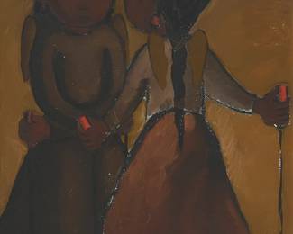 2088
Leo Politi
(1908-1996)
Two girls with jump ropes
Oil on canvasboard
Signed upper right: Leo Politi
28" H x 22" W
Estimate: $600 - $800